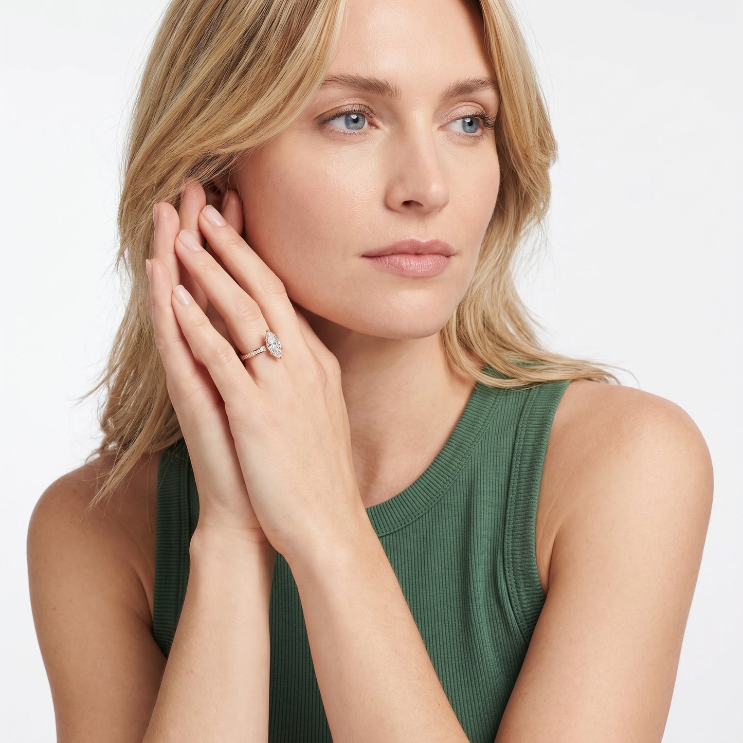Maren Sidestone Channel Set Marquise Diamond Engagement Ring in Rose Gold - model.jpg