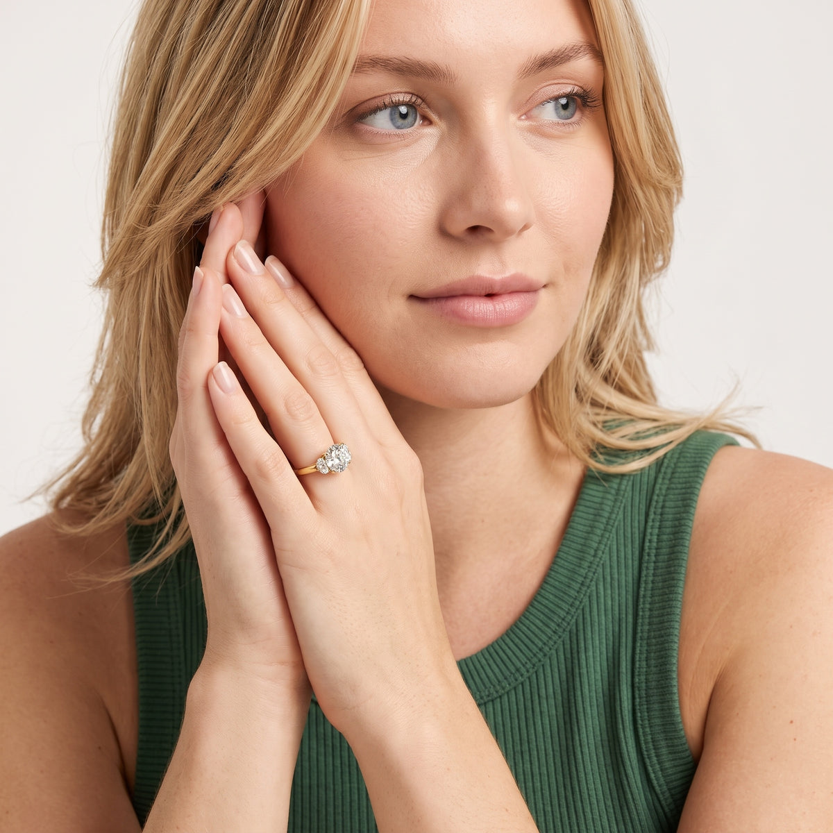 Elia Half-Moon Three-Stone Round Diamond Engagement Ring in Platinum - model.jpg