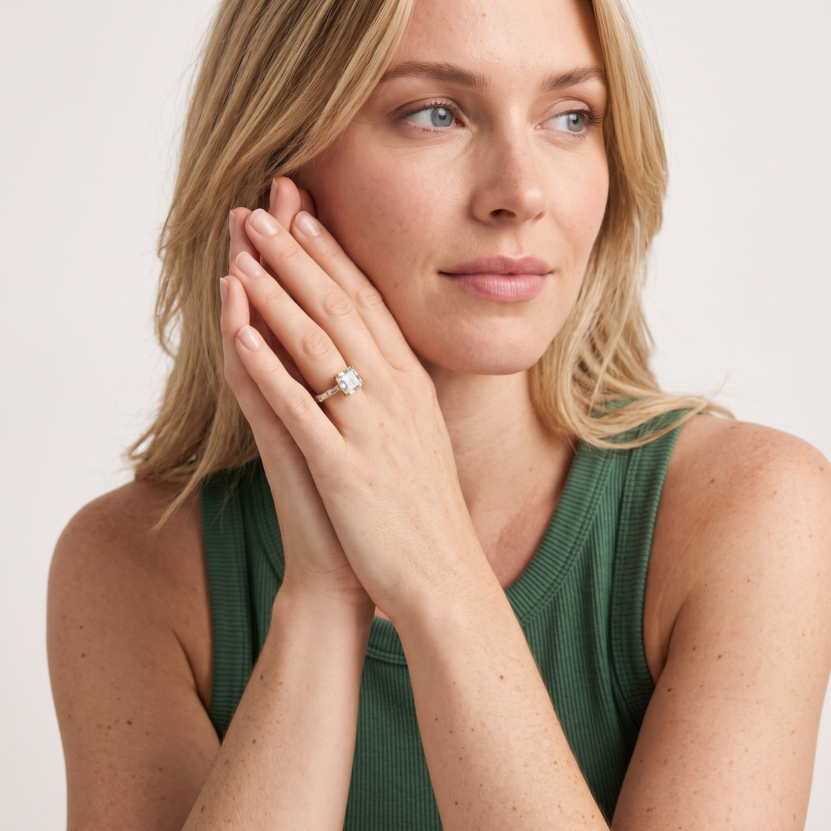 Ojai East-West Baguette Asscher Diamond Engagement Ring in Rose Gold - model.jpg