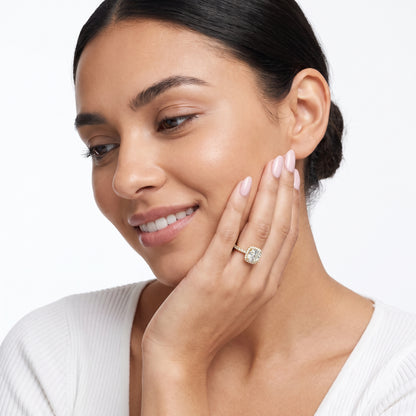 Chloe Halo Pavé Cushion Diamond Ring in Yellow Gold - model.jpg