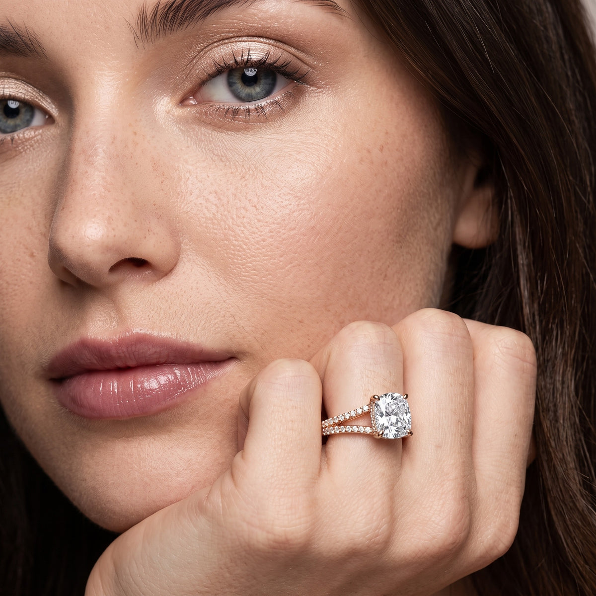 Eternal Embrace Solitaire Cushion Diamond Engagement Ring in Rose Gold - model.jpg