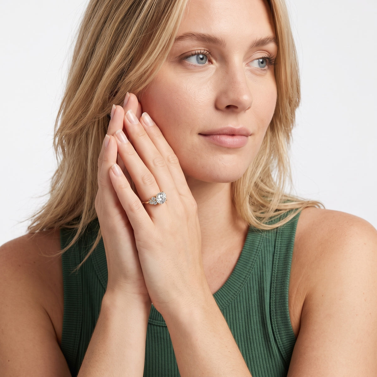 Hannah Cluster Round Diamond Engagement Ring in Yellow Gold - model.jpg