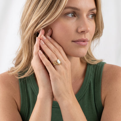 Solana Vine Bypass Emerald Diamond Engagement Ring in Silver - model.jpg