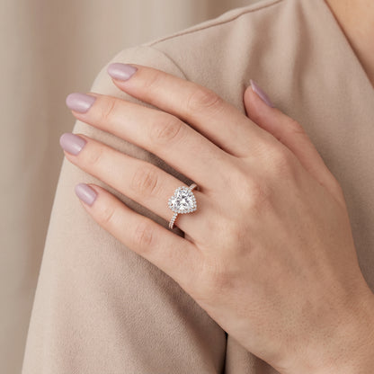 Willa Halo Micropavé Heart Diamond Engagement Ring in Rose Gold - model.jpg