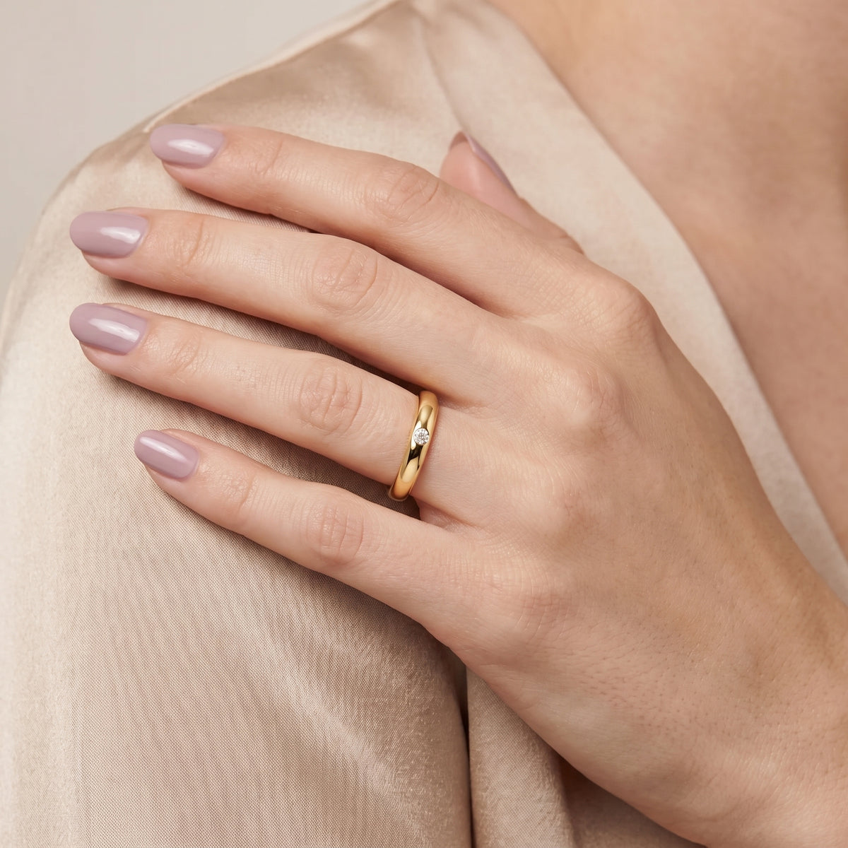 Elizabeth Comfort Fit Bezel Round Diamond Wedding Band in Yellow Gold - model.jpg