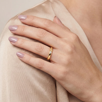 Elizabeth Comfort Fit Bezel Round Diamond Wedding Band in Yellow Gold - model.jpg