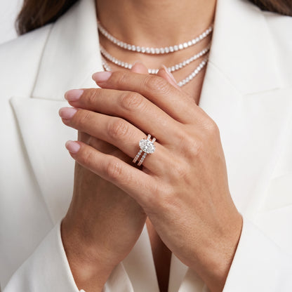 Lior Criss Cross Pavé Oval Diamond Engagement Ring in Rose Gold - model.jpg
