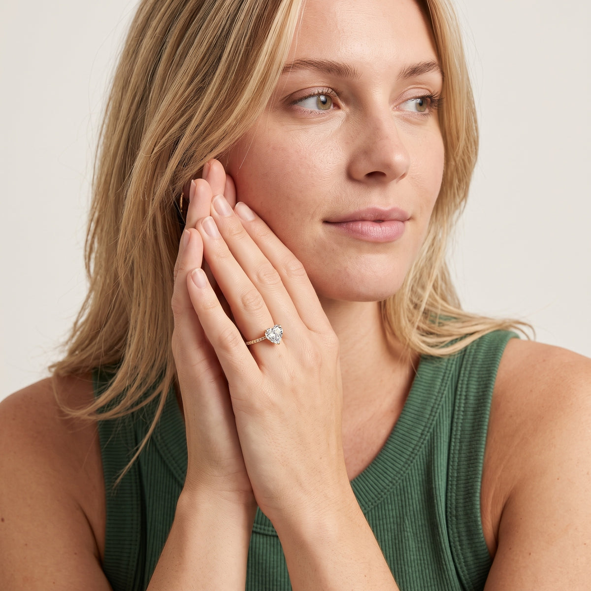 Mona Micropavé Heart Diamond Engagement Ring in Rose Gold - model.jpg