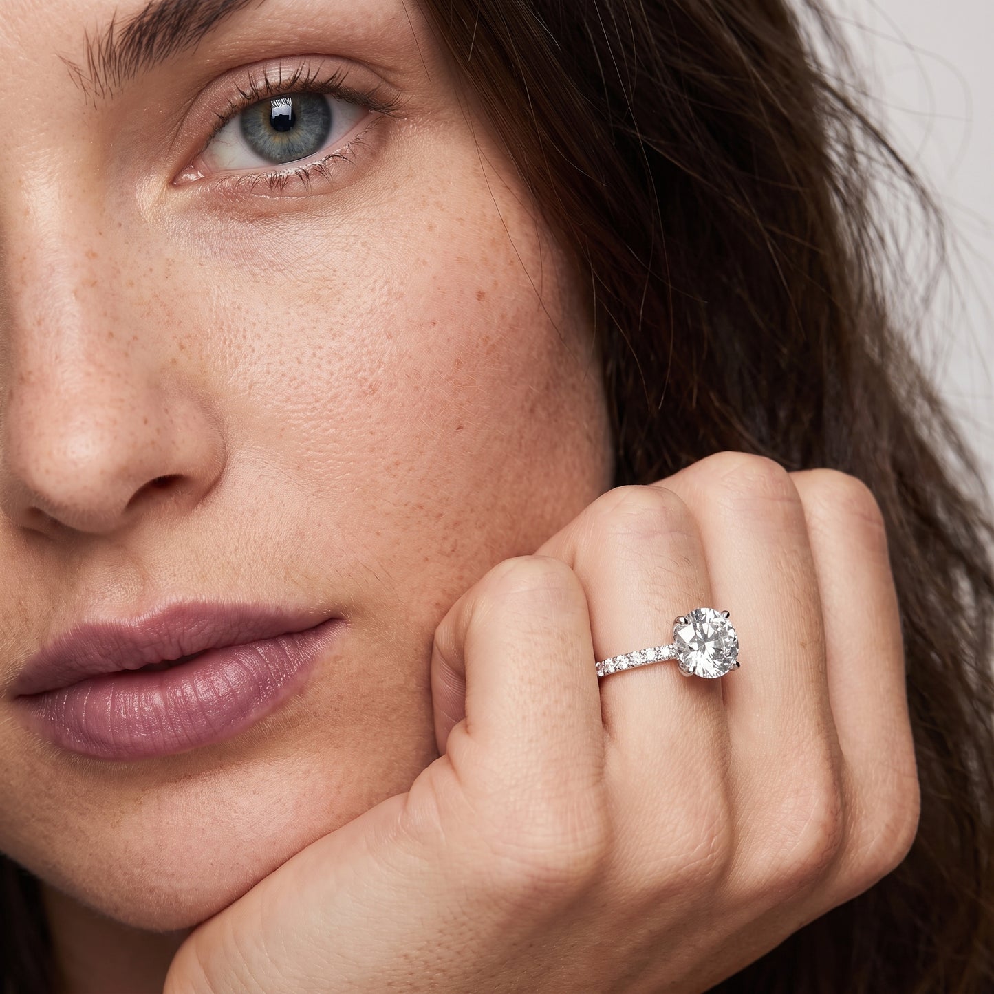 Aisha Pavé Solitaire Round Diamond Engagement Ring in Silver - model.jpg