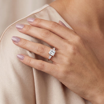 Layla Tapered Baguette Princess Diamond Ring in Rose Gold - model.jpg