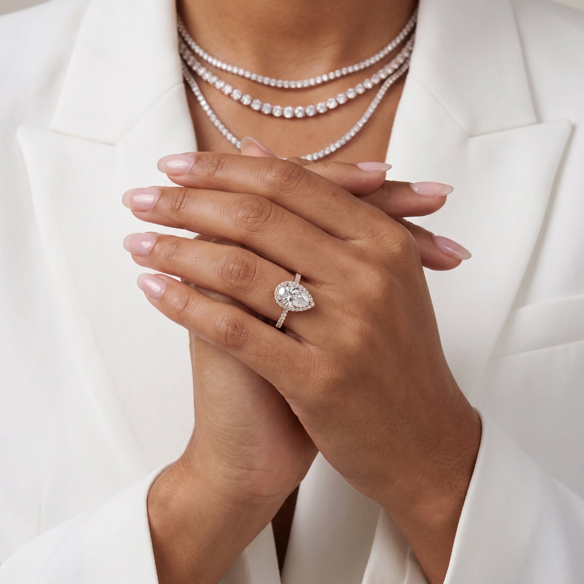 Alma Halo Pavé Pear Diamond Ring in Rose Gold - model.jpg