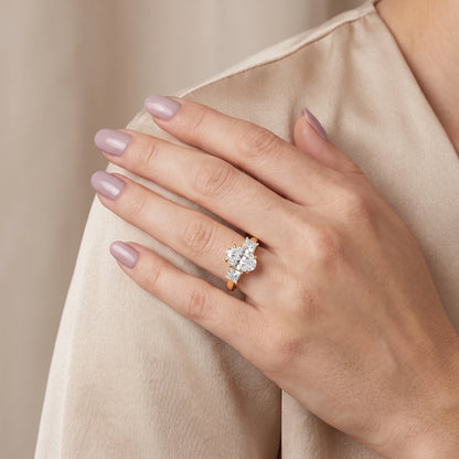 Selena Three-Stone Basket Oval Diamond Ring in Yellow Gold - model.jpg