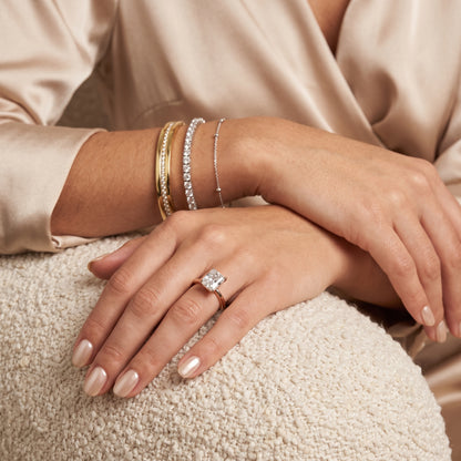 Elena Solitaire Radiant Diamond Engagement Ring in Rose Gold - model.jpg