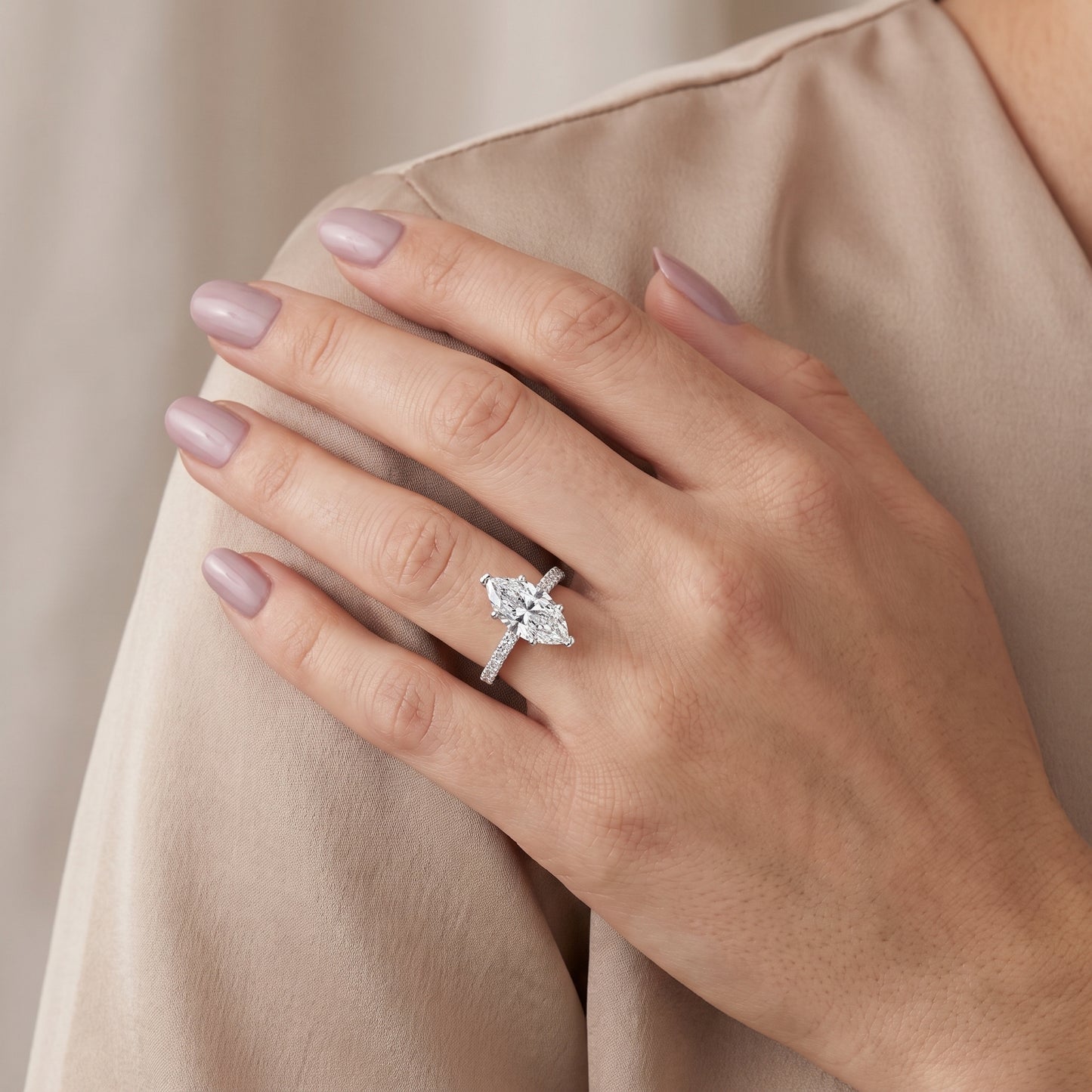 Violet Hidden Halo Pavé Marquise Diamond Ring in White Gold - model.jpg