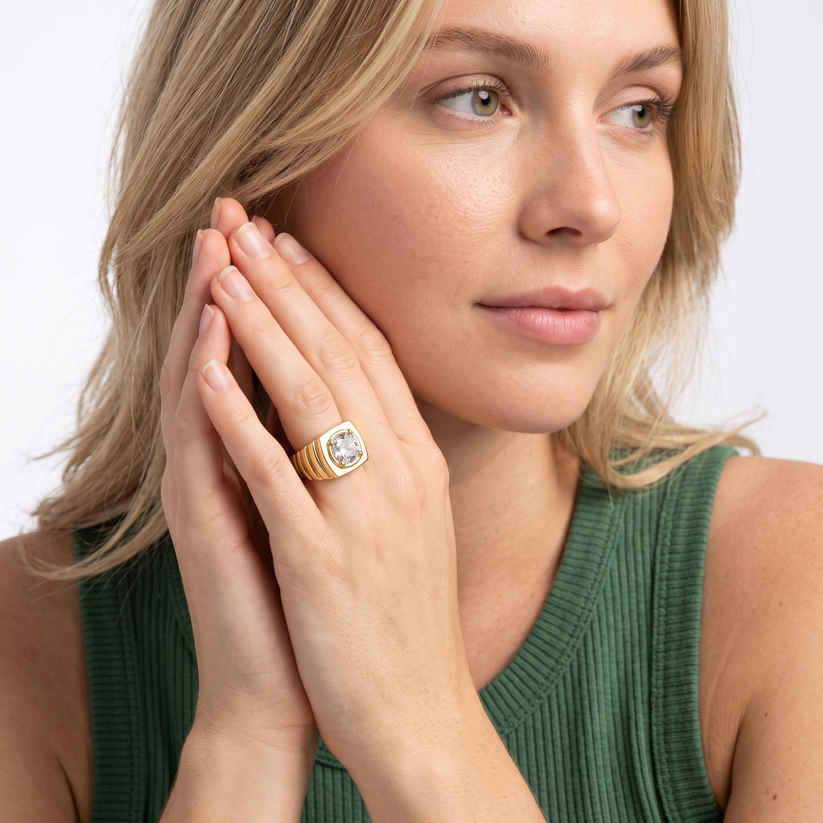 Wells Ridged Dome Cushion Diamond Engagement Ring in Platinum - model.jpg