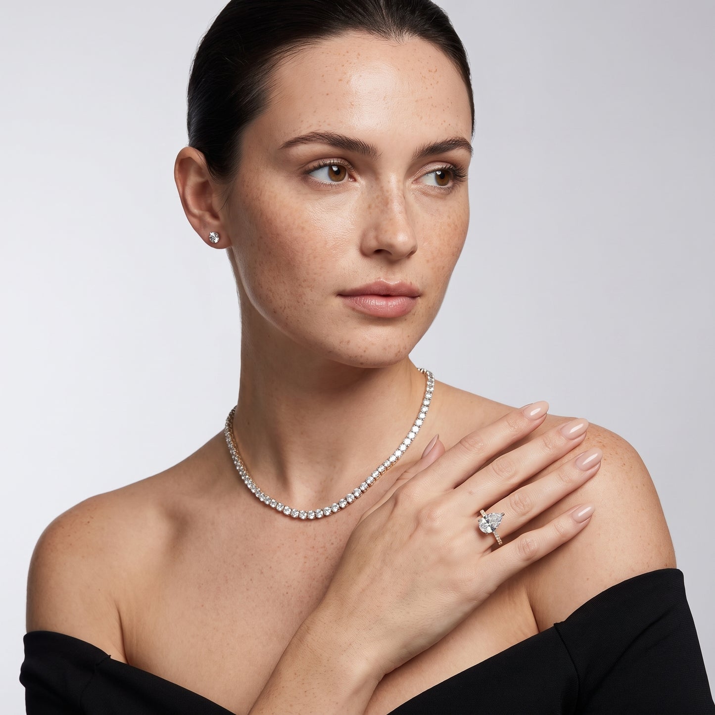 Violet Hidden Halo Pavé Pear Diamond Ring in Yellow Gold - model.jpg