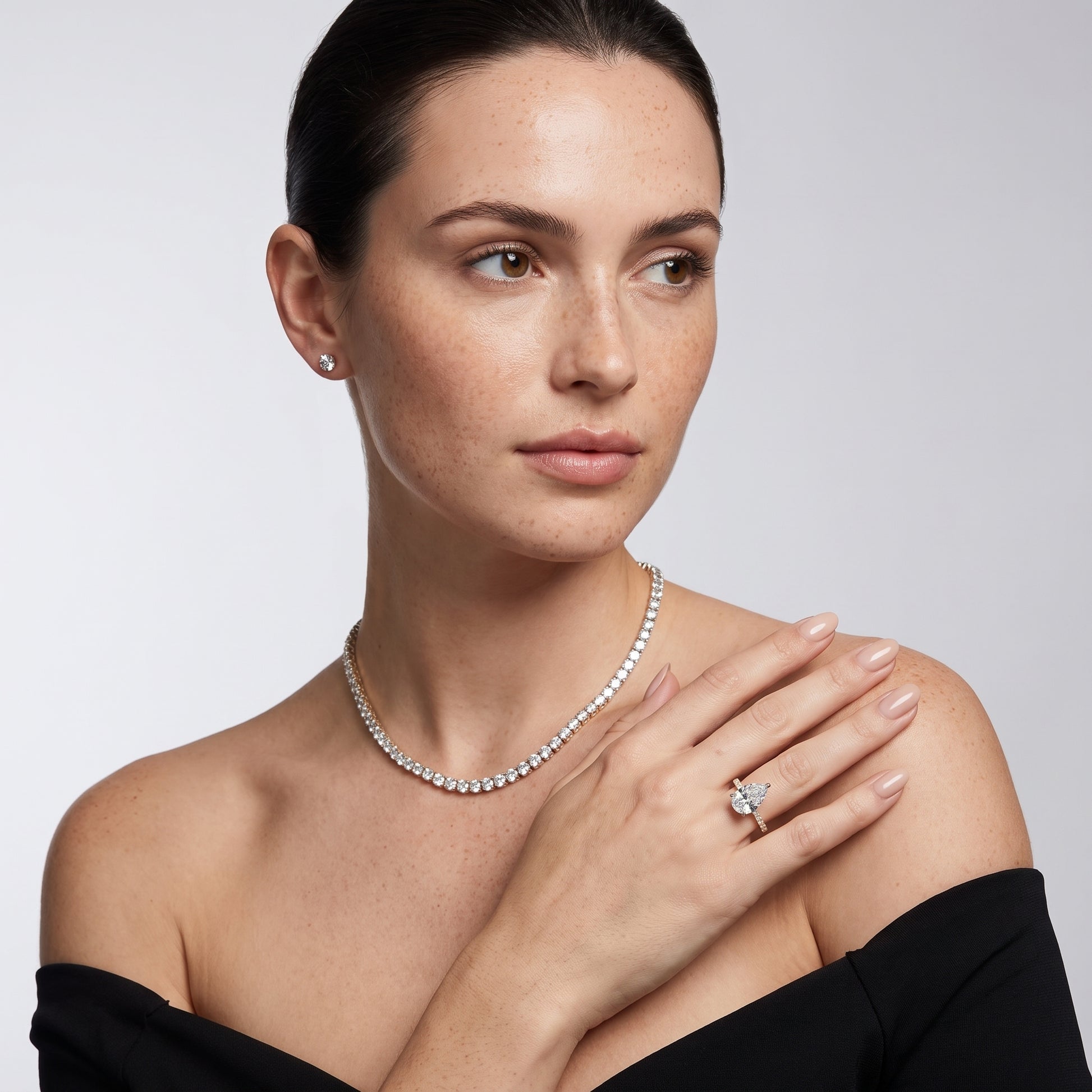 Violet Hidden Halo Pavé Pear Diamond Ring in Yellow Gold - model.jpg