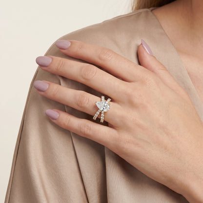 Lior Criss Cross Pavé Pear Diamond Engagement Ring in Yellow Gold - model.jpg