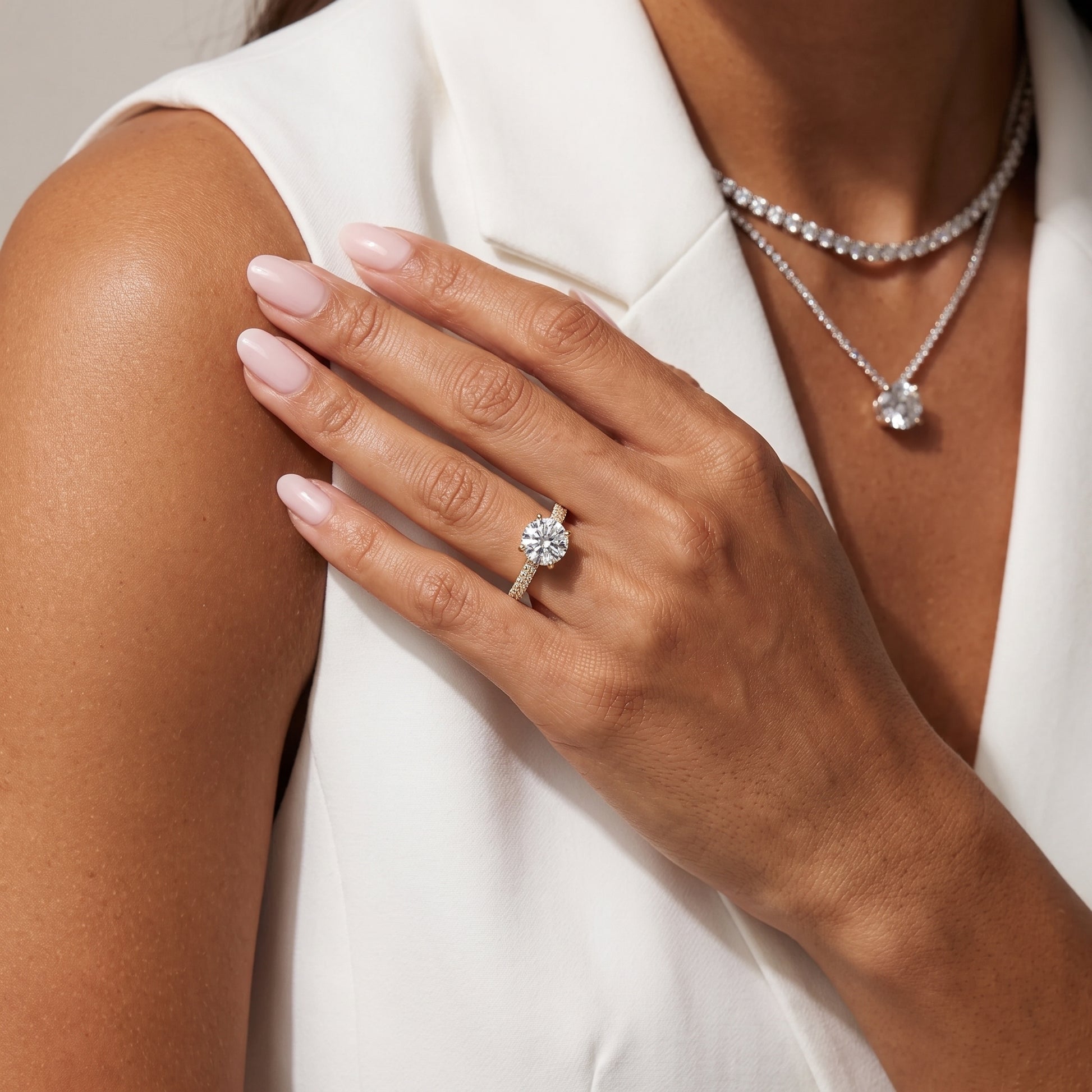 Della Hidden Halo Pavé Round Diamond Engagement Ring in Yellow Gold - model.jpg