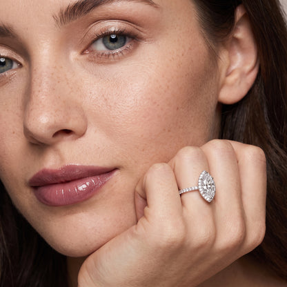 Sophie Halo Pavé Marquise Diamond Ring in Silver - model.jpg