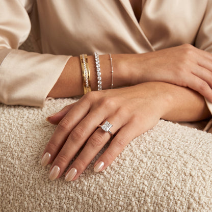 Nadia Petite Solitaire Radiant Diamond Engagement Ring in Platinum - model.jpg