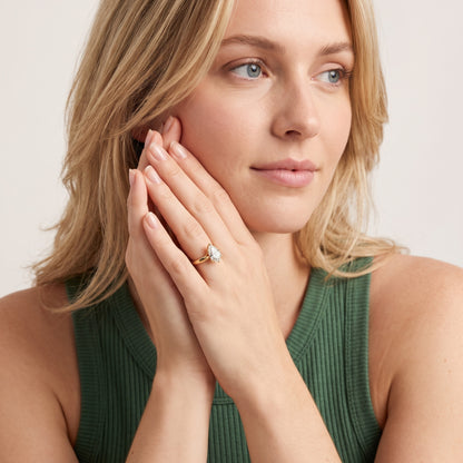 Edwina Crossover Solitaire Pear Diamond Engagement Ring in Platinum - model.jpg