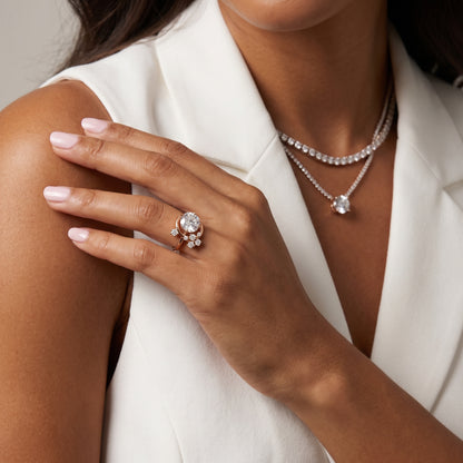 Lunaria Half-Moon Cluster Round Diamond Engagement Ring in Rose Gold - model.jpg