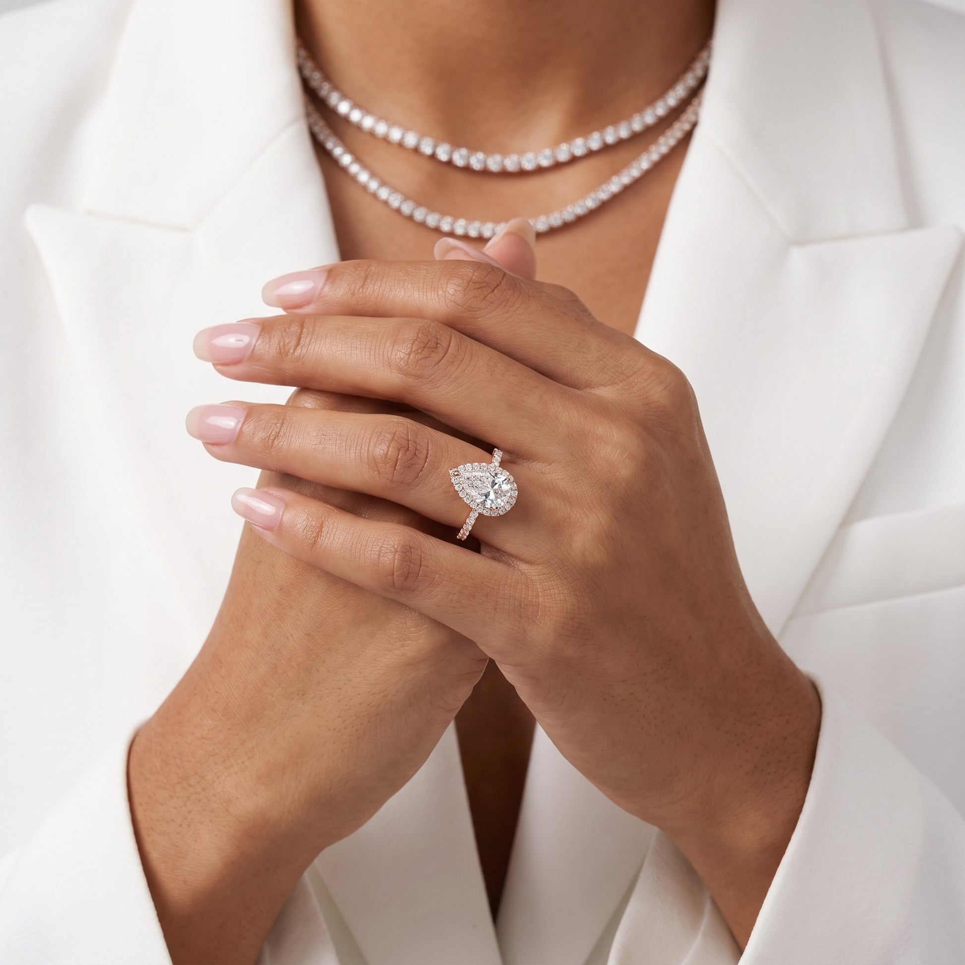 Sophie Halo Pavé Pear Diamond Ring in Rose Gold - model.jpg