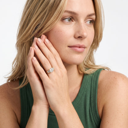 Damaris Baguette Five-Stone Princess Diamond Engagement Ring in Yellow Gold - model.jpg