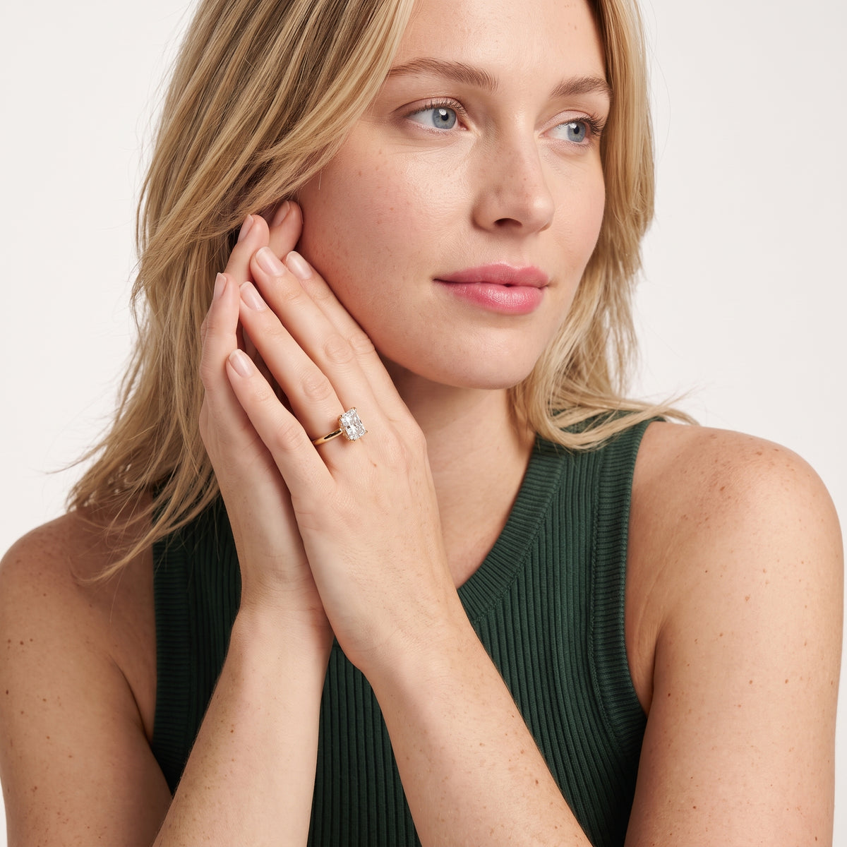 Mena Hidden Halo Radiant Diamond Engagement Ring in Yellow Gold - model.jpg