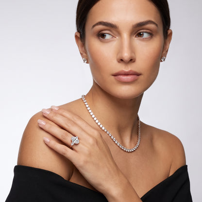 Leila Three-Stone Oval Diamond Engagement Ring in Rose Gold - model.jpg
