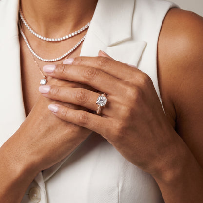 Indie Vintage Milgrain Cushion Diamond Engagement Ring in Rose Gold - model.jpg