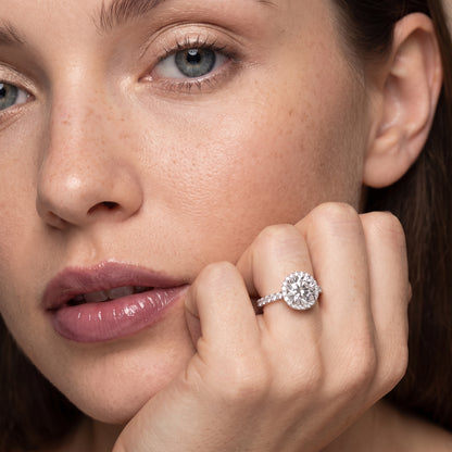 Chloe Halo Pavé Round Diamond Ring in Platinum - model.jpg