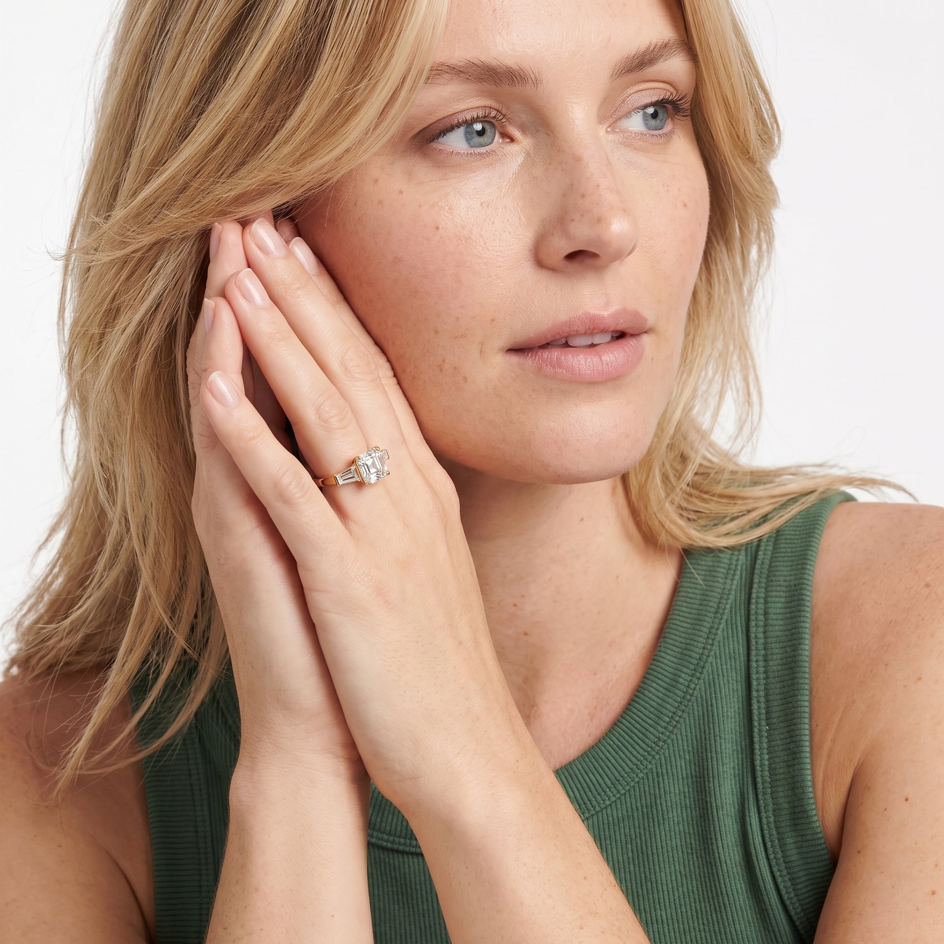 Zelda Tapered Baguette Asscher Diamond Engagement Ring in Yellow Gold - model.jpg