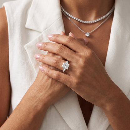 Faye Three-Stone Trellis Radiant Diamond Engagement Ring in Platinum - model.jpg