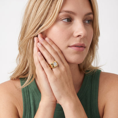 Greer Step Edge Solitaire Cushion Diamond Engagement Ring in Rose Gold - model.jpg