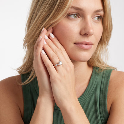 Augusta Graduated Pavé Cushion Diamond Engagement Ring in Platinum - model.jpg
