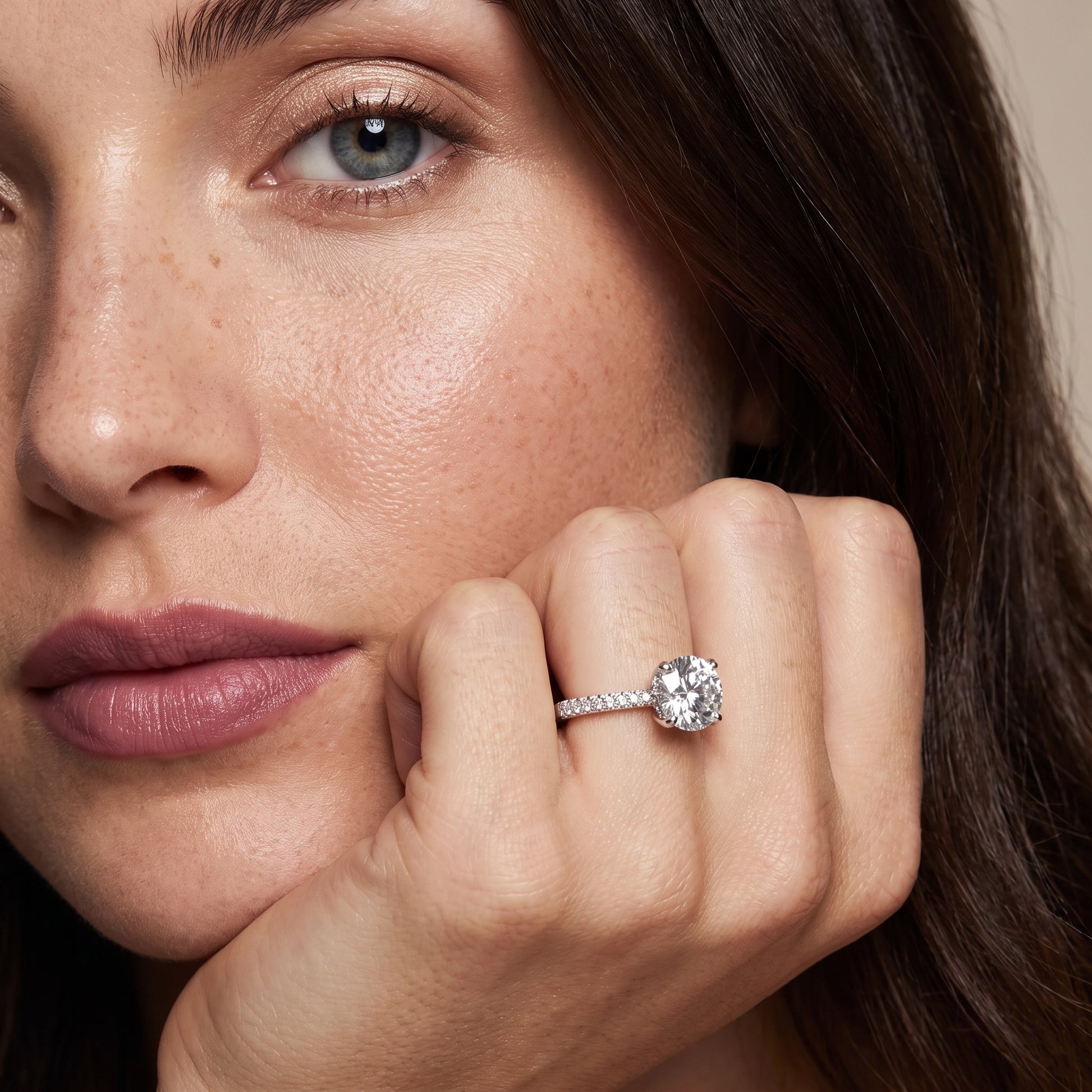 Violet Hidden Halo Pavé Round Diamond Ring in Platinum - model.jpg