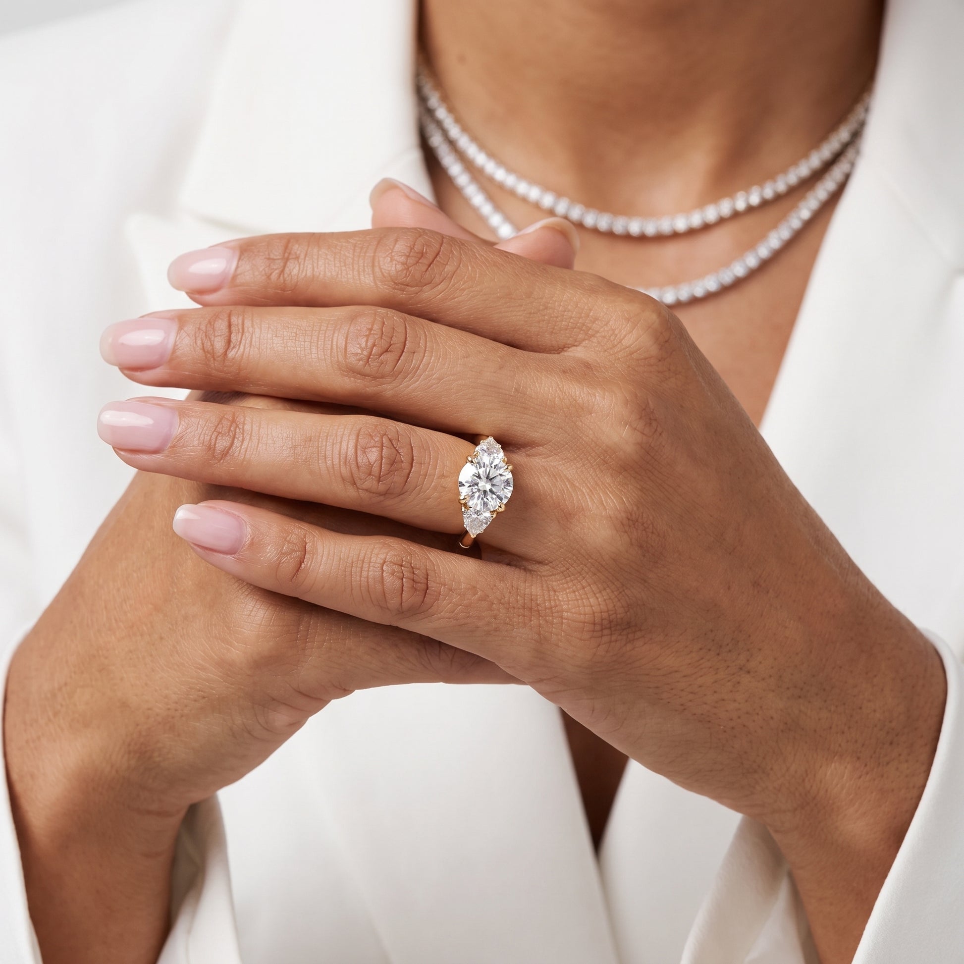 Romy Three-Stone Round Diamond Engagement Ring in Yellow Gold - model.jpg