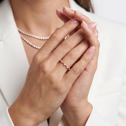 Zaria Dot Dash Round Diamond Wedding Band in Rose Gold - model.jpg