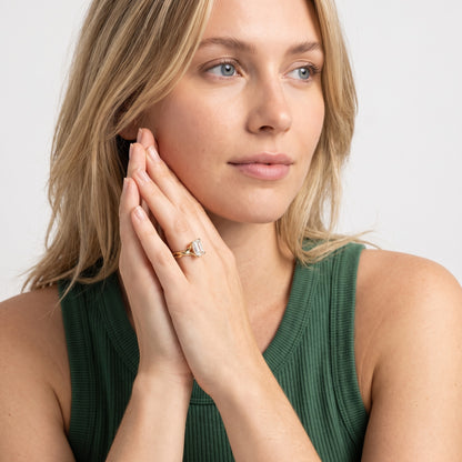 Rosa Twist Solitaire Emerald Diamond Engagement Ring in Rose Gold - model.jpg
