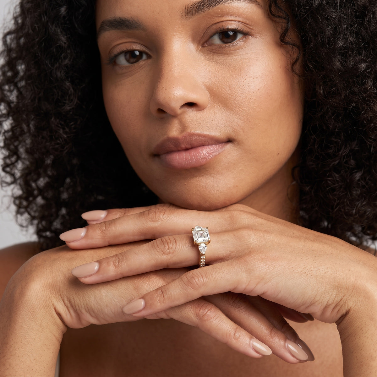 Weston Pear-Side Three-Stone Asscher Diamond Engagement Ring in Platinum - model.jpg