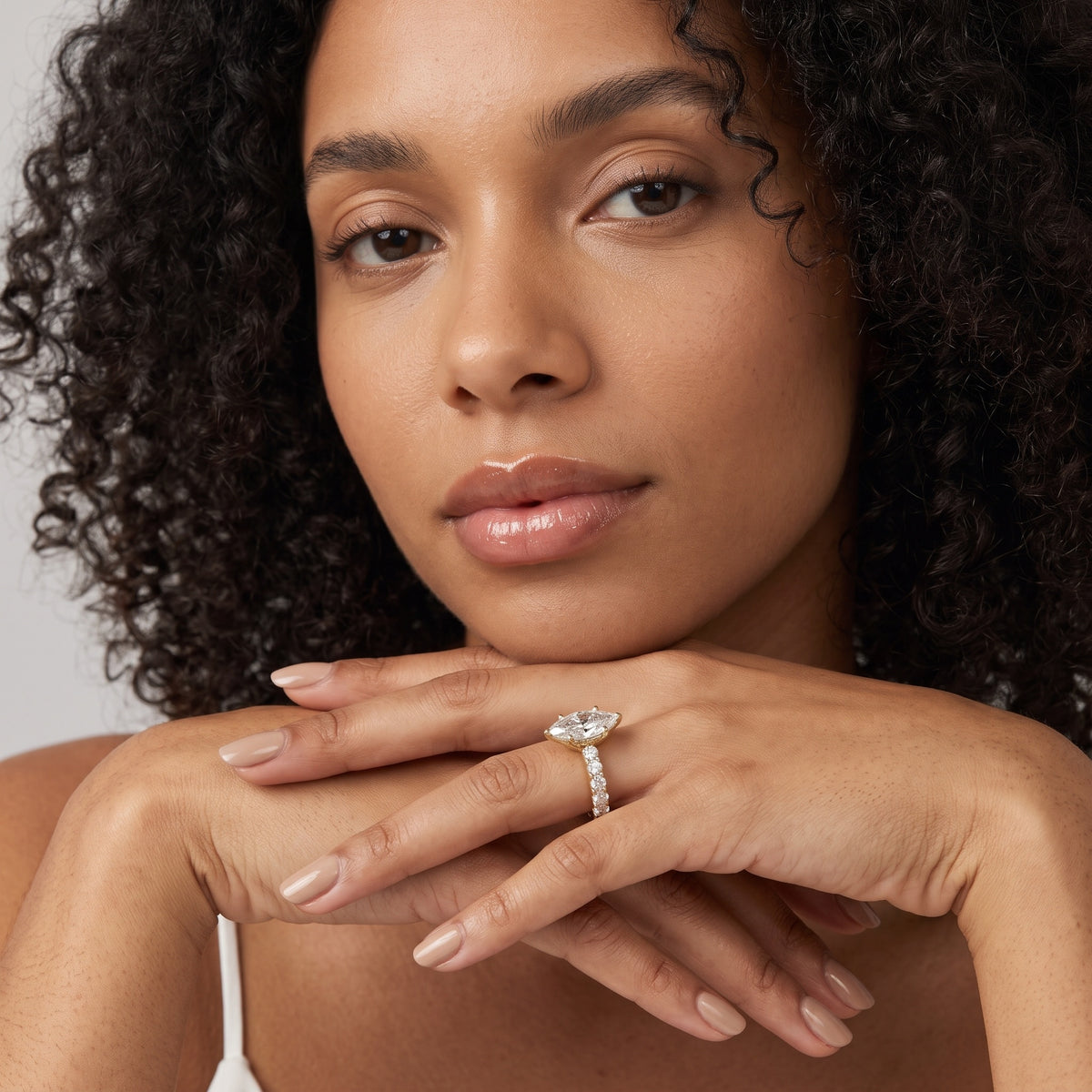 Sterling Statement Pavé Marquise Diamond Engagement Ring in Rose Gold - model.jpg