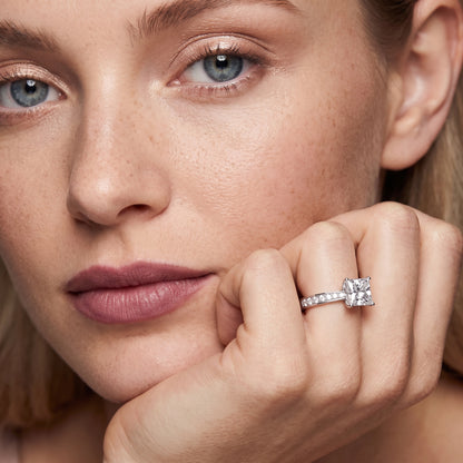 Rhea Sidestone Pavé Princess Diamond Engagement Ring in White Gold - model.jpg
