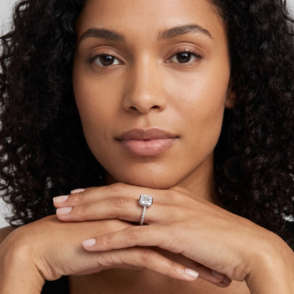 Cora Bezel Pavé Asscher Diamond Ring in Platinum - model.jpg