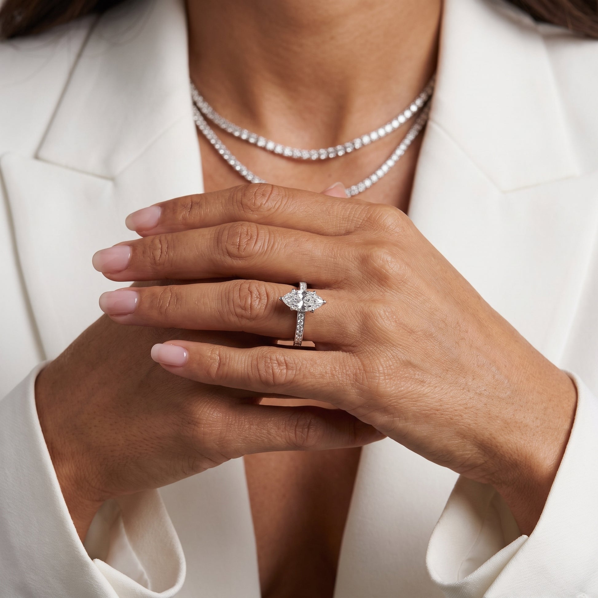 Brielle Channel Set Solitaire Marquise Diamond Ring in Platinum - model.jpg