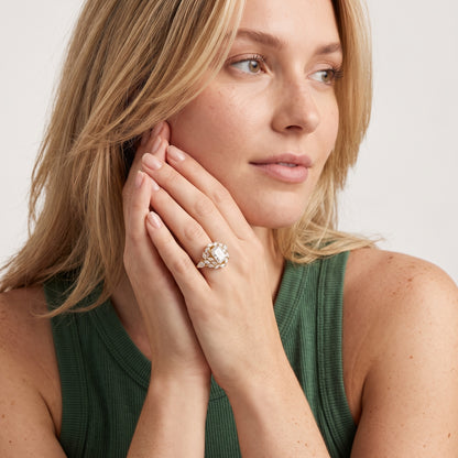 Liliana Leaf Cluster Radiant Diamond Engagement Ring in Silver - model.jpg