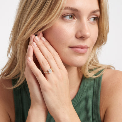 Vivian Leaf Radiant Diamond Engagement Ring in Silver - model.jpg