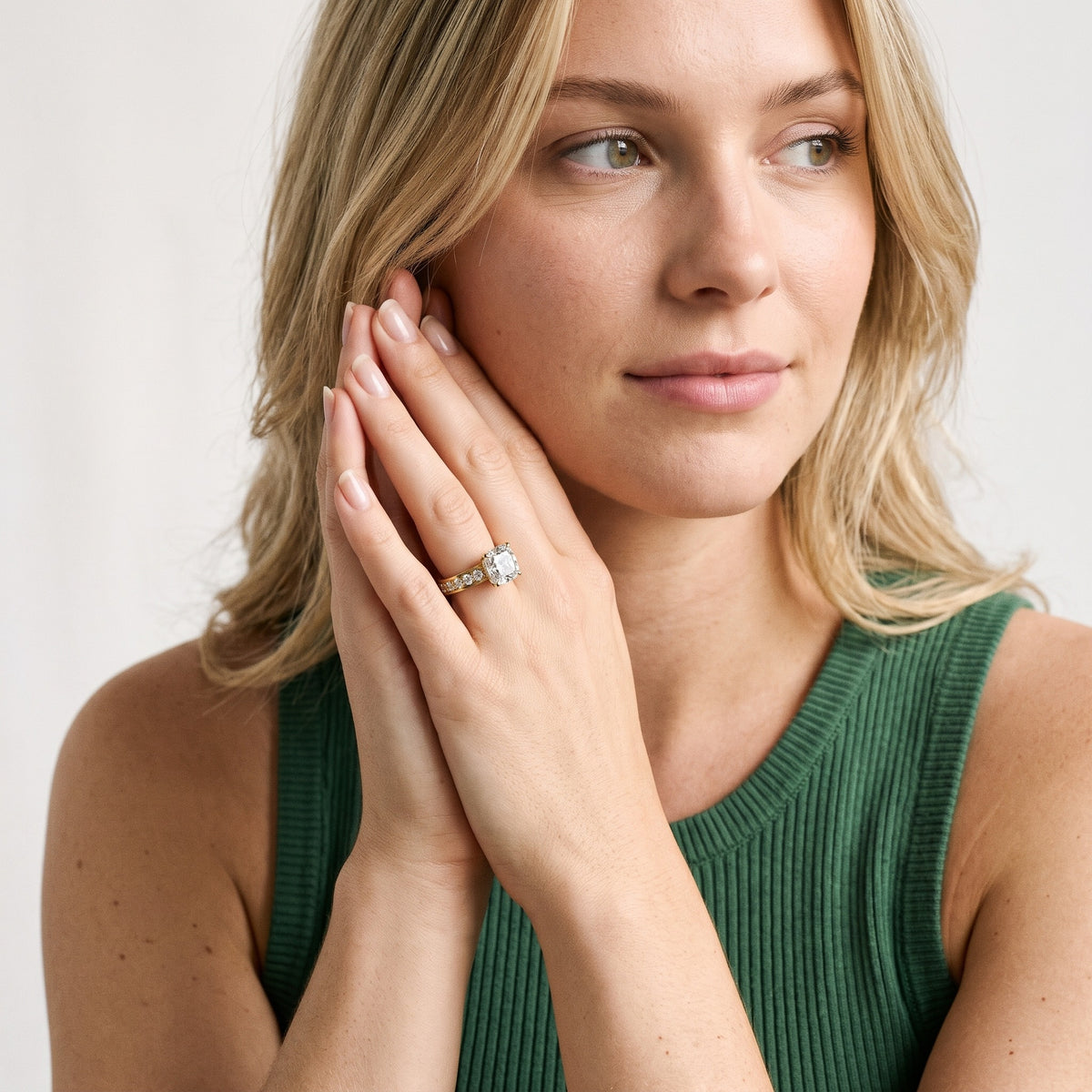 Riley Cathedral Pavé Cushion Diamond Engagement Ring in Platinum - model.jpg