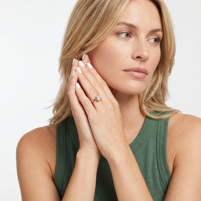 Jolie Bezel Solitaire Radiant Diamond Engagement Ring in Rose Gold - model.jpg